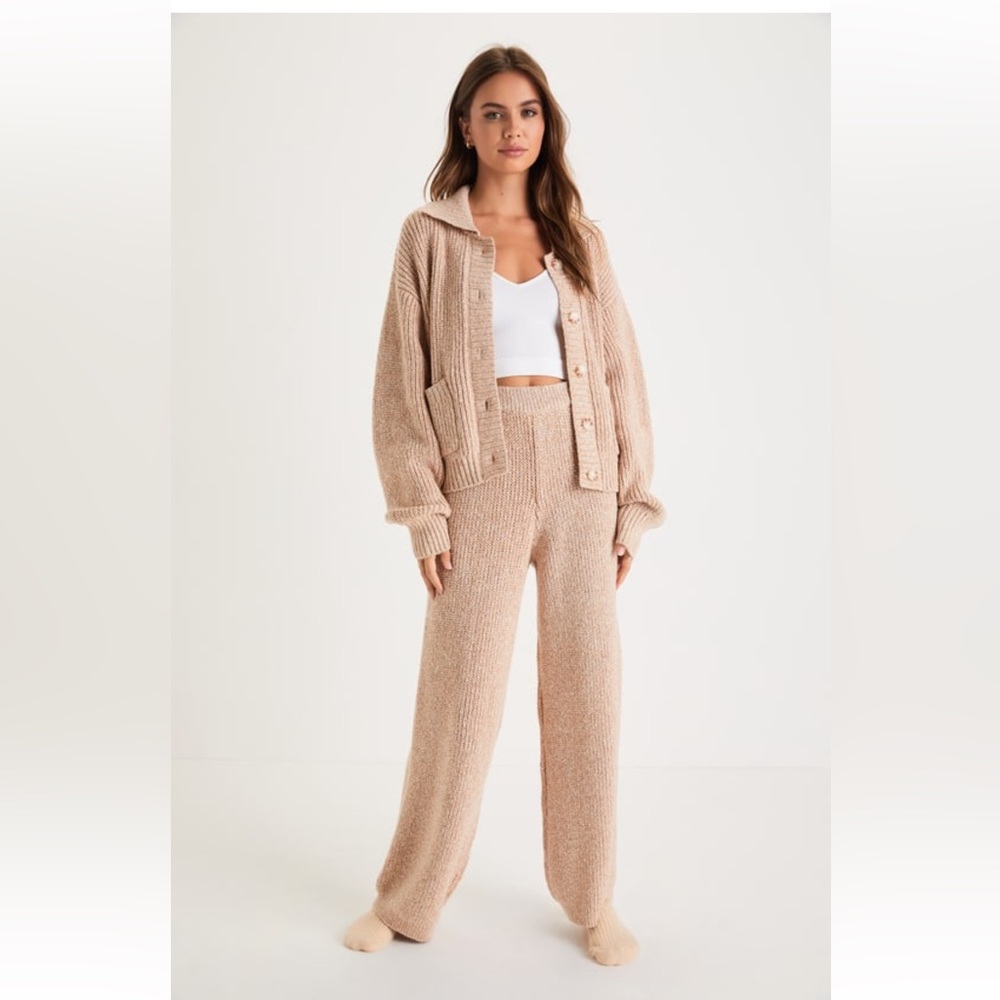 👖Lulu’s Chill Mood Heather Beige High-Rise Pants👖